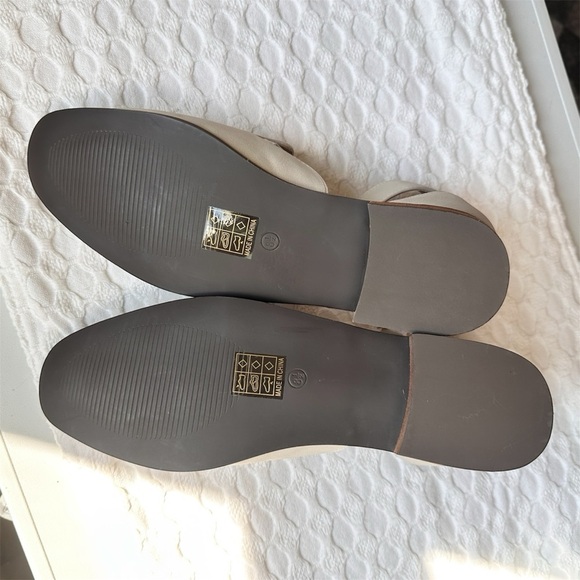 Journee Loreta Loafer Flats Vegan Leather Ivory Buckle Straps Square Toe 1” Heel - Picture 14 of 16